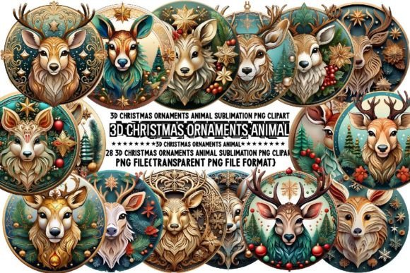3D Christmas Ornaments Animal PNG: A Festive Design Asset