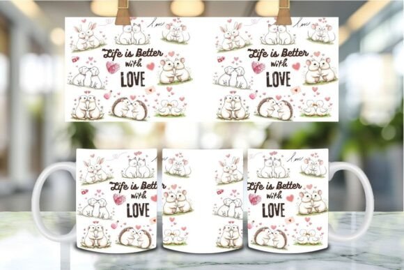 Animal Couples in Love Mug Wrap Design: A Charming Addition