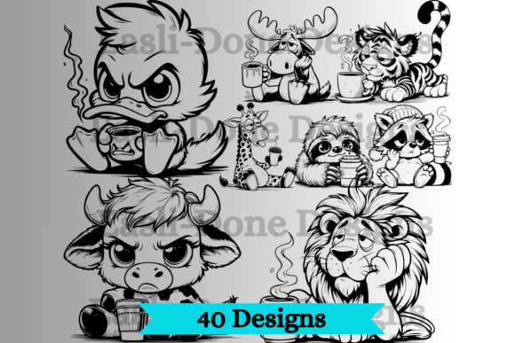 Coffee Drinking Tired Animal Outline Svg: Designs for Crafters