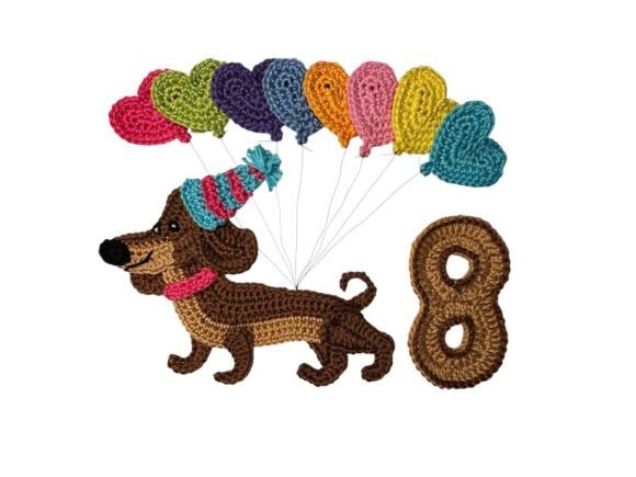 Crochet Animal Number 8 Dachshund: Charming Appliqué for Personalizing Your World