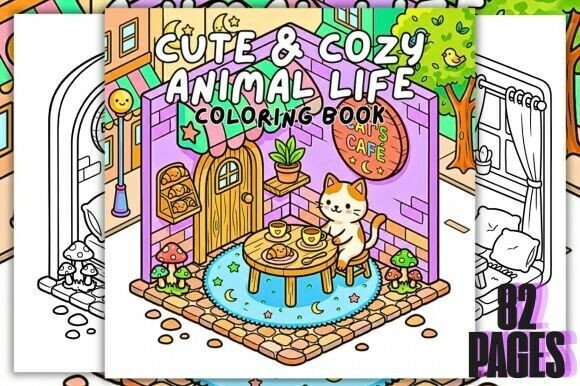 Cute & Cozy Animal Life: A Coloring Book for Modern Creatives