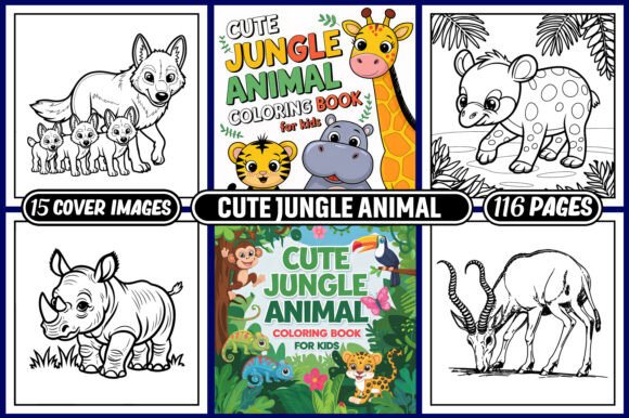 Cute Jungle Animal Coloring Pages Kids: A Designer's Asset Kit