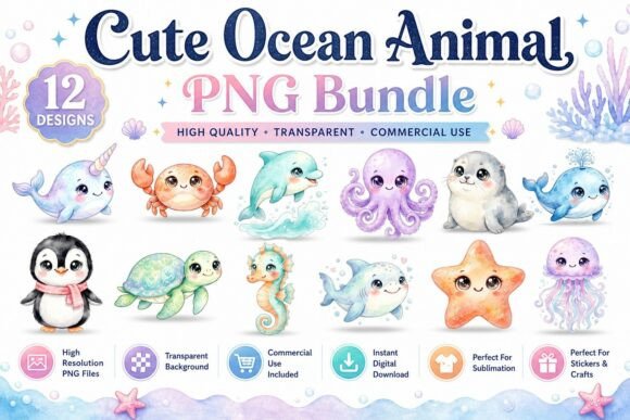 Cute Ocean Animal PNG Watercolor Clipart: A Deep Dive