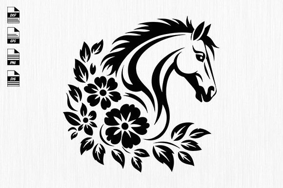 Floral Horse Svg,Animal Silhouette: A Designer's Asset