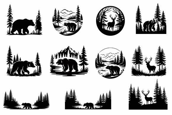 Forest Animal Silhouette SVG Bundle: Creative Design Assets