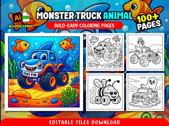 Monster Truck Animal Cute Coloring Pages: A Roaring Good Time