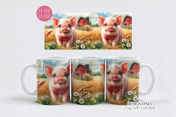 Pig Mug Wrap Sublimation: Cozy Farmhouse Drinkware