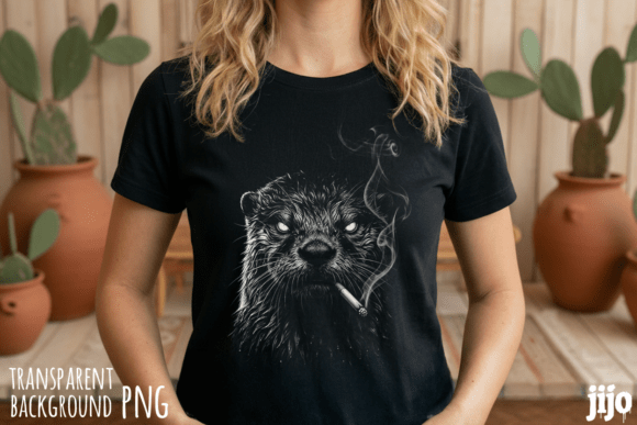 The Otter Smoking Animal Wildlife PNG: A Humorous Design Asset
