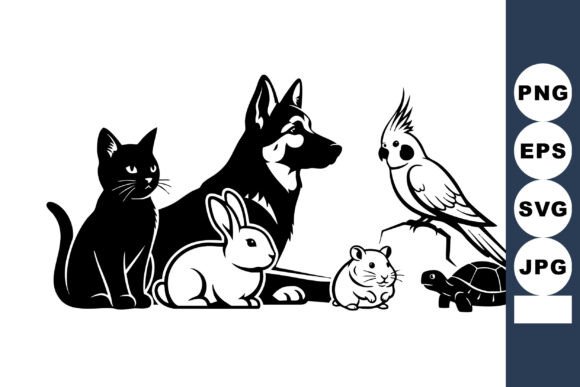 Unleashing Creative Harmony with the Black Cat Dog Rabbit Animal Vector